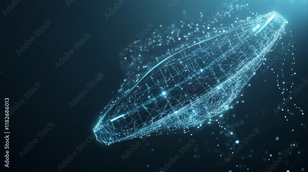 Aufkleber a hologram of a ufo. the flying saucer sign consists of polygons, triangles of points and lines. the