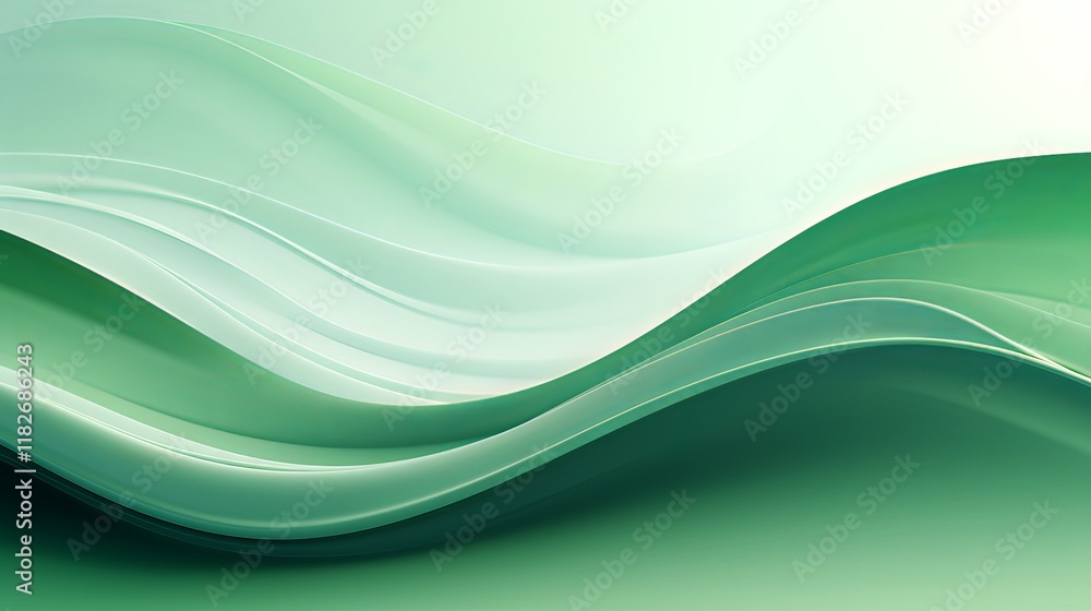 Aufkleber fluid curves of tranquility capturing serenity in green hues and smooth textures. generative ai