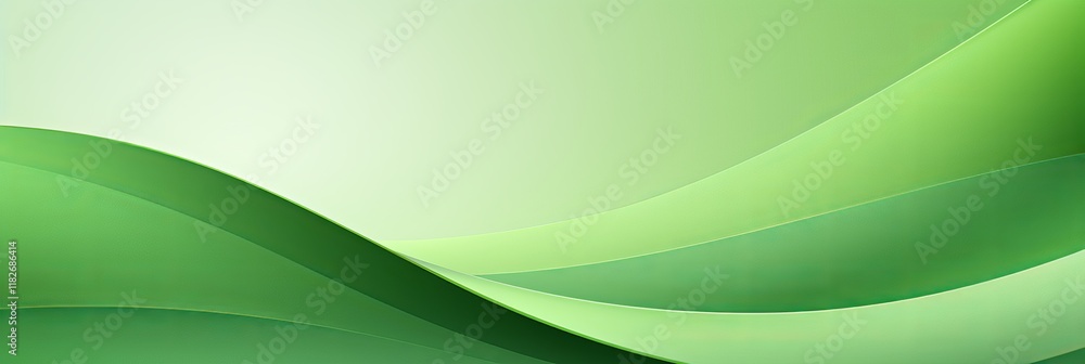 Poster flowing green waves create a serene and calming abstract backdrop for creativity. generative ai