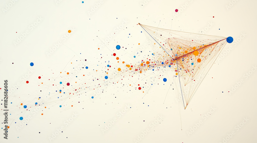 Poster kite made of particles. kite consists of dots and circles