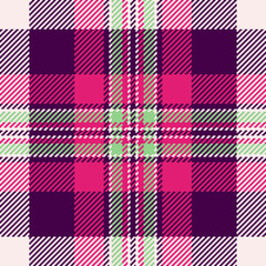 Fototapeta premium Vibrant pink, purple green plaid pattern. Perfect for textile design, fashion, website backgrounds, or any project needing a bold geometric texture. High-resolution seamless repeat.