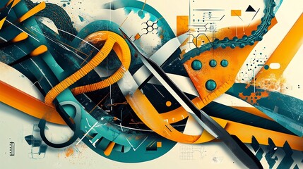 Abstract illustration of CRISPR gene-editing technology with vibrant molecular and genetic structures