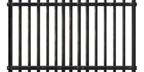 metal fence isolated on white, PNG transparent