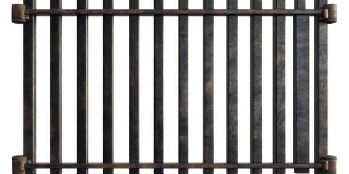 metal fence isolated on white, PNG transparent