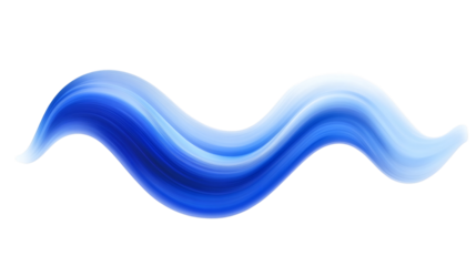 Blue gradient paint brushstroke with blended colors creating a smooth transition isolated on white background