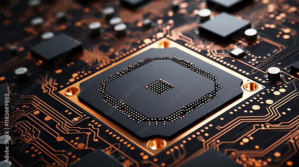 Aufkleber intricate details of a modern microchip showcasing advanced technology. generative ai
