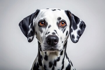 Adorable Dalmatian Dog Portrait, Isolated on White Background