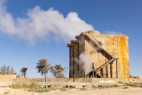 Tozeur, Tunisia. Hot spring at the Chott el Djerid dry salt lake.