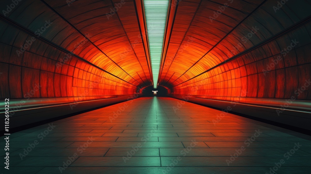 Poster illuminated tunnel pathway modern architecture design