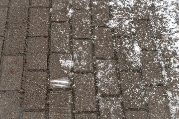 snow on paving slabs, reagents, snow remover