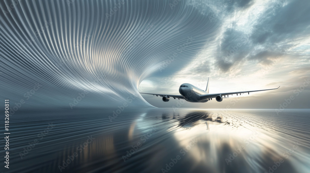 Poster fighter of the particles. the plane is the curve composed of circles