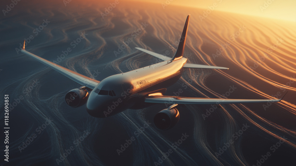 Poster fighter of the particles. the plane is the curve composed of circles