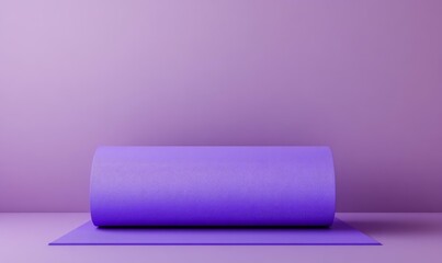 Roll of purple yoga mat for exercise, health and wellness activities.