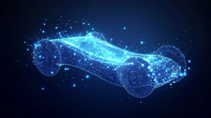 The hoverboard from the particles. The hoverboard consists of circles and points. Vector illustration