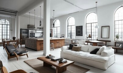 Fototapeta premium Scandinavian style loft, modern apartment.