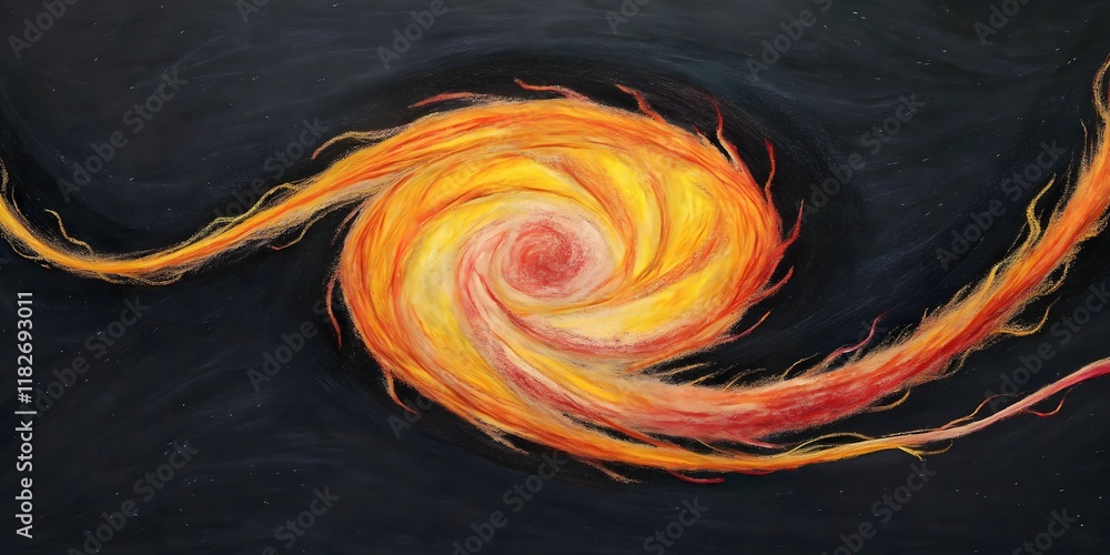 Poster dynamic swirling flame energy abstract art creating cosmic movement