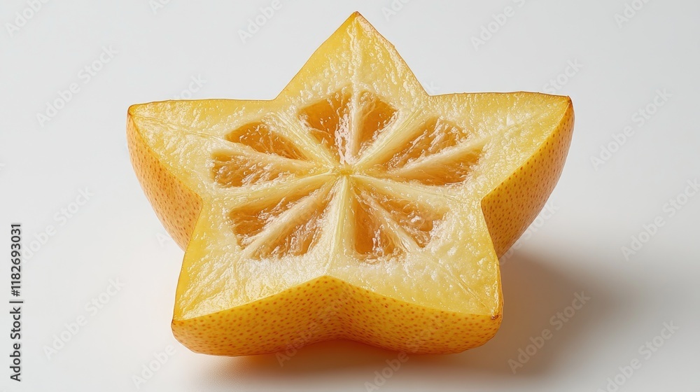 Poster starfruit slice showing internal structure and segments