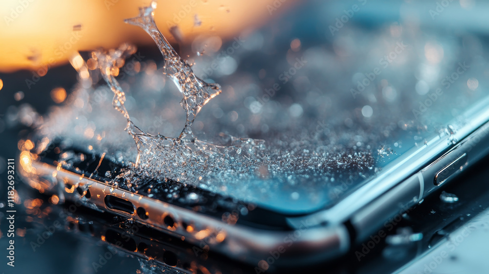 Poster mobile phone of the particles. the smartphone consists of circles and points. the silhouette of the 