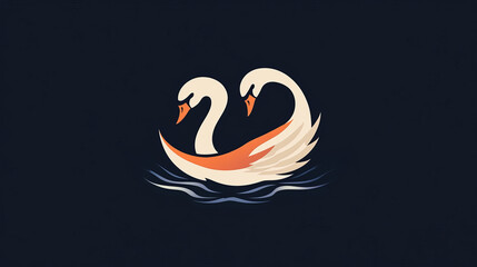 Obraz premium Vector logo Swan. Brand logo in the form of a Swan in the water.