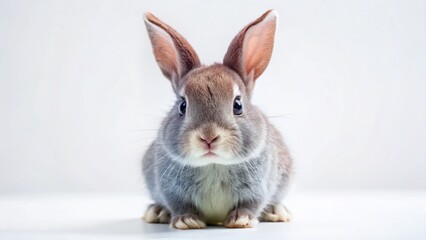 Obraz premium Adorable Gray Rabbit with White Face, Macro Photography Stock Photo
