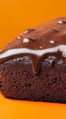 Closeup View of a Decadent Chocolate Cake with Drizzled Chocolate and White Topping