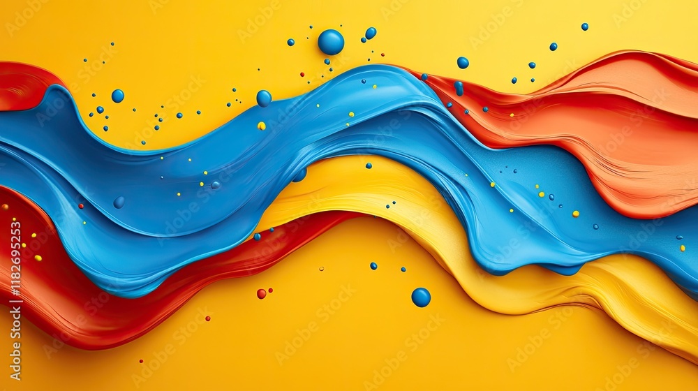 Poster abstract colorful paint waves flowing dynamically