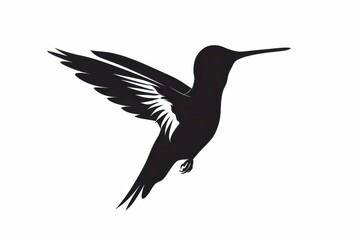 Fototapeta premium Graceful hummingbird silhouette in tranquil light gray ambiance