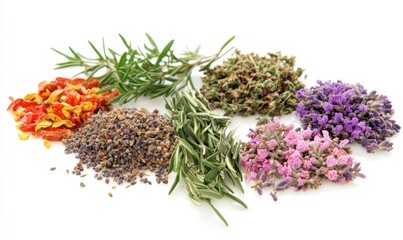 Natural remedies for health on a white background.