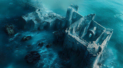 Aerial view of medieval castle on seafront in historic center of naples, italy. royal seat for kings of naples and aragon. generative ai. Seafrost. Illustration