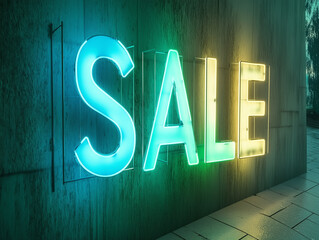 Neonowy napis Sale. Podświetlany tekst wyprzedaż