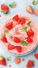 A Whimsical Strawberry Dessert with Pink Whipped Cream