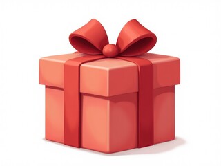 Obraz premium Red Gift Box with Elegant Bow Isolated on White Background