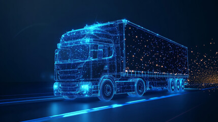 Logistics of blue glowing dots. Logistics of the particles. Vector illustration