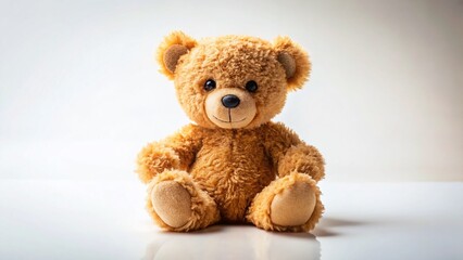 Obraz premium Adorable Small Teddy Bear Isolated on White Background - Perfect for Children's Products & Websites