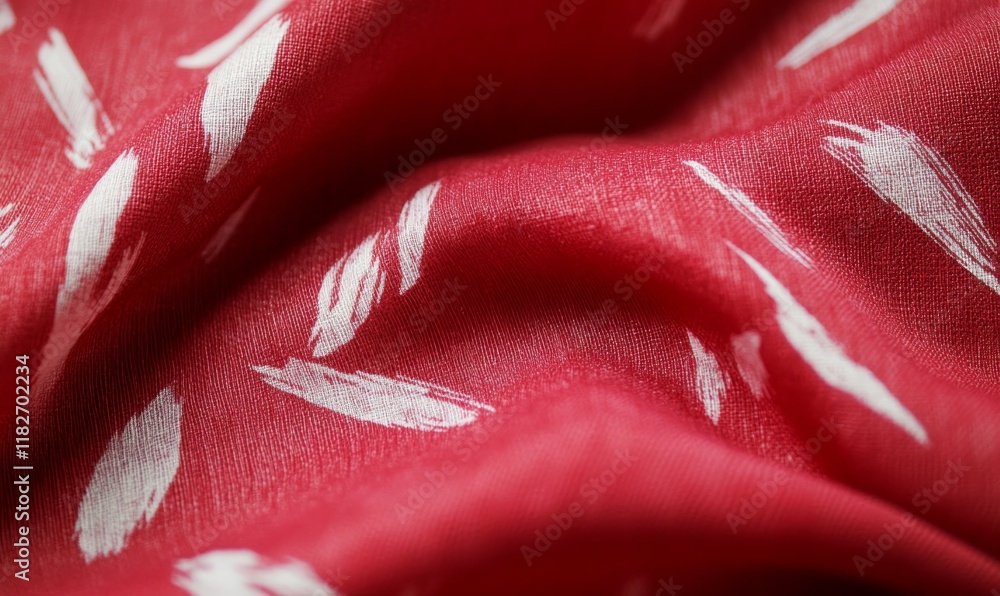 Poster red fabric with a pattern of red and white. the red fabric is flowing and has a sense of movement