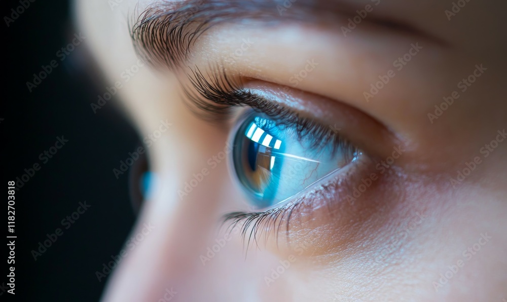 Poster science fiction theme where contact lenses can render invisible objects visible.
