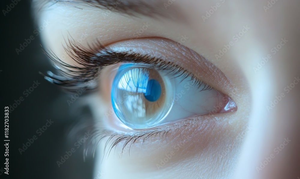 Poster science fiction theme where contact lenses can render invisible objects visible.