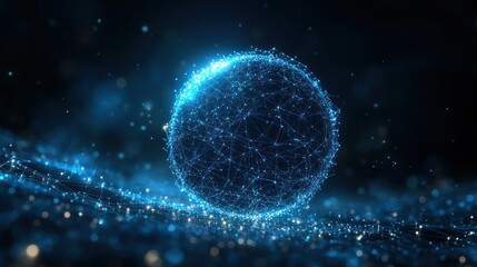 Fototapeta premium A glowing sphere composed of interconnected lines and nodes, symbolizing data and technology.