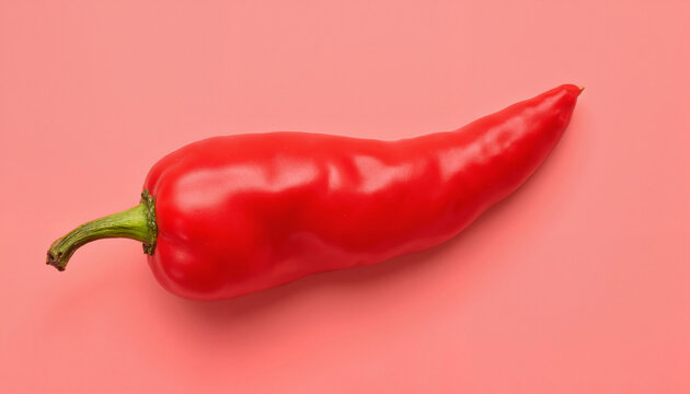Close-up of Red chili pepper on a pink background  