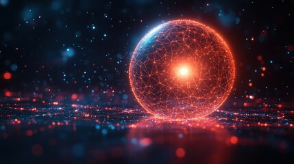 Obraz premium A glowing sphere with a network of connections, symbolizing data or technology.