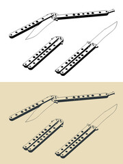 Butterfly knife illustrations