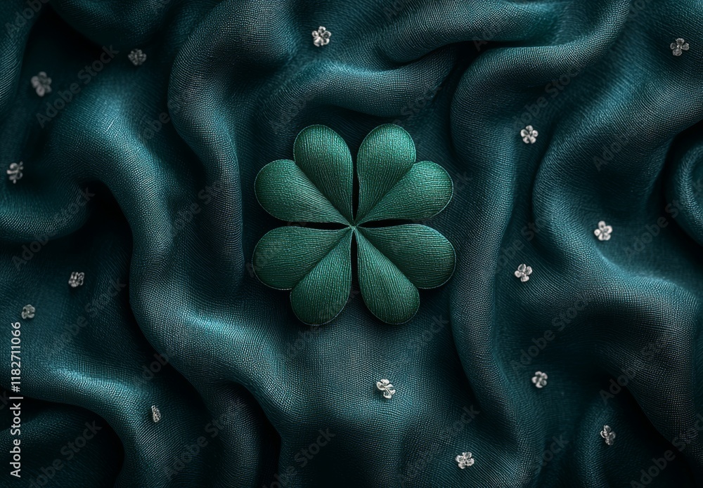Poster a green background featuring three-leaved shamrocks, representing st.patrick's day. the photo has sh