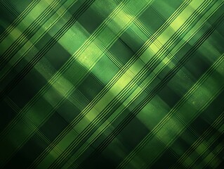 A St. Patrick's Day background illustration with an angled, warped plaid design in green