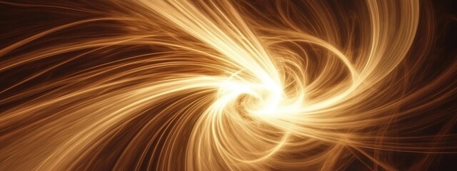 Abstract illustration of swirling light rays representing the flow of positive energy in dark space at twilight
