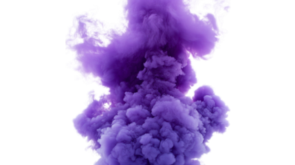A purple smoke explosion isolated on white background