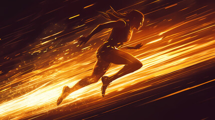 Runner's blaze: capturing the essence of speed and determination. Willowlight. Illustration