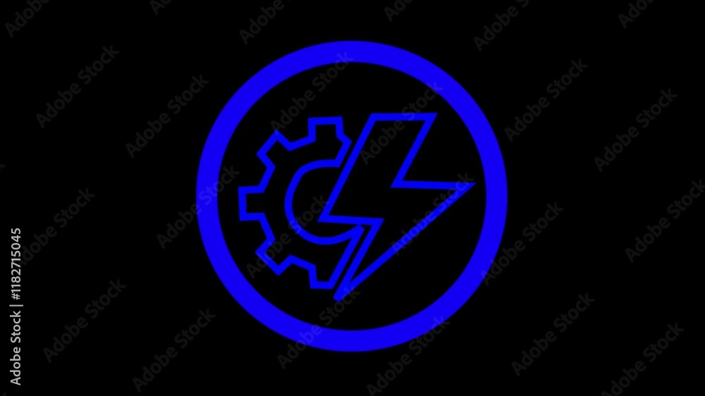 Poster glowing neon line setting icon with power icon animated. technology setting icon concept. glowing se
