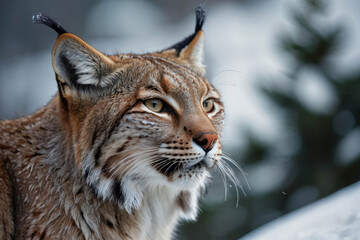 Obraz premium a Canada Lynx (Lynx canadensis) searching for food