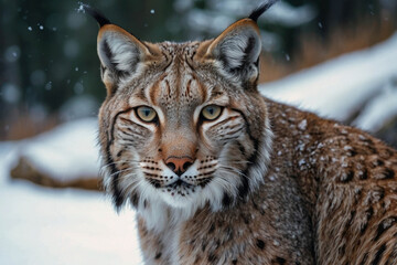 Obraz premium a Canada Lynx (Lynx canadensis) searching for food