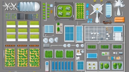 Sustainable Urban Farm: A Comprehensive Aerial View of Modern Agricultural Innovations